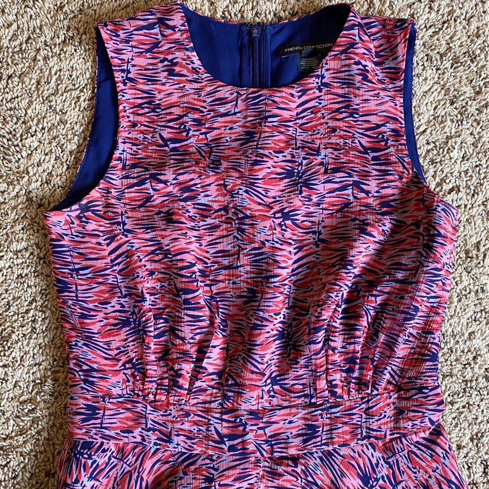 French Connection A Line Dress Pink Blue Size 2